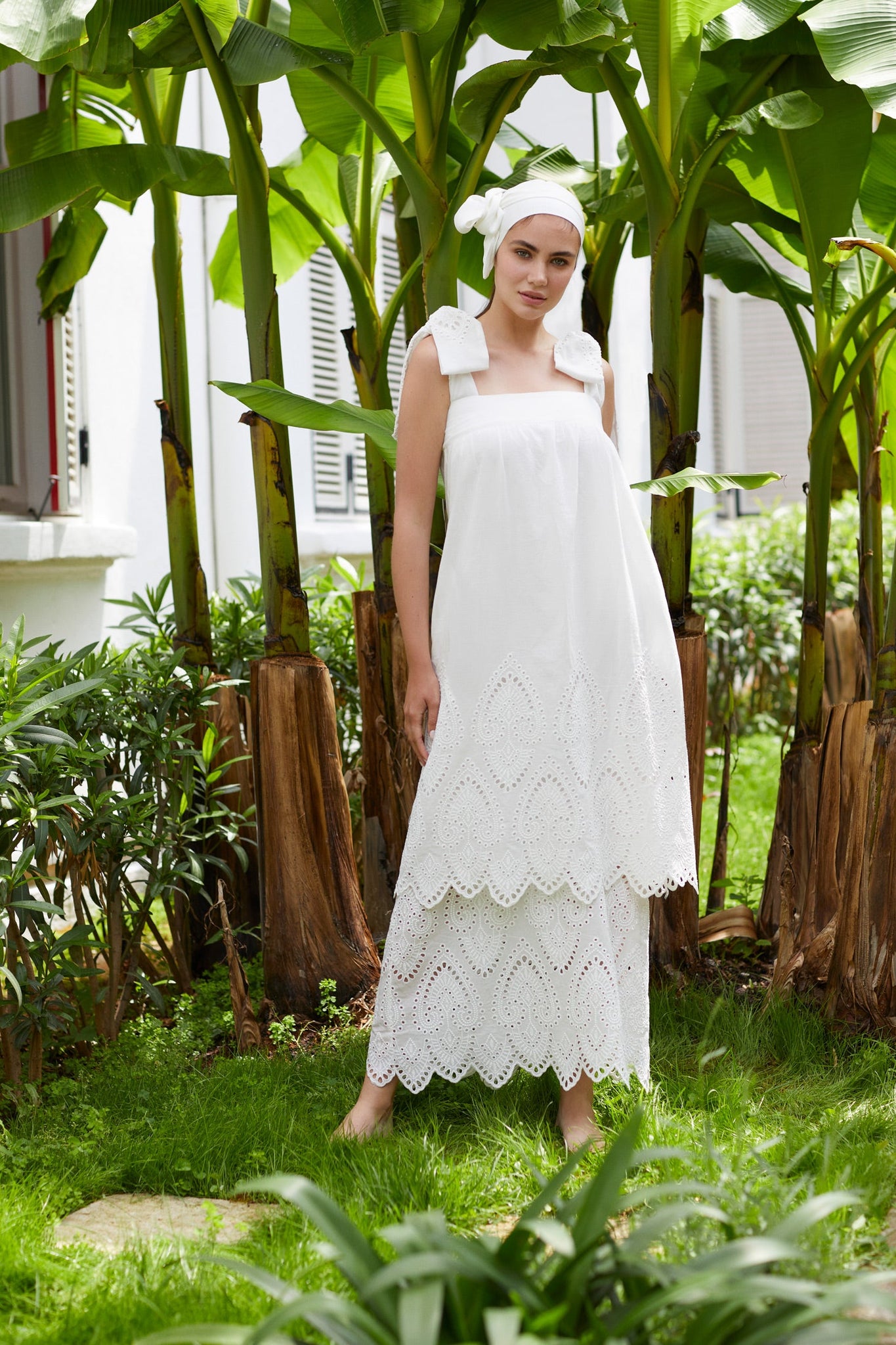 The Ayşe Dress, in Summer of Love Embroidered Misty White Cotton – La  Dorada Online